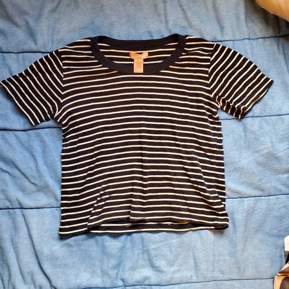 Black and white horizontal striped shirt